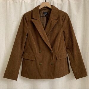 EVEREVE Ronnie Double Breasted Corduroy Chestnut Brown Blazer Jacket Medium